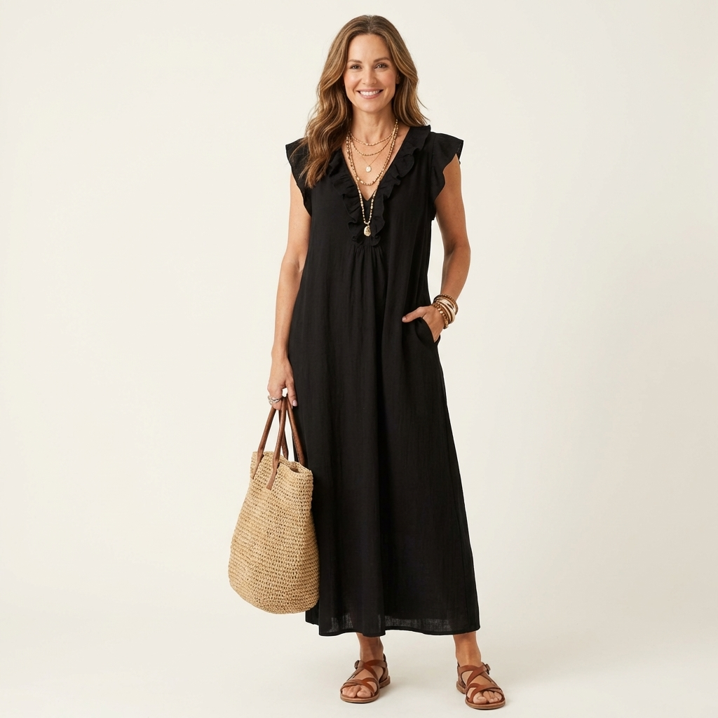 P|H - Ruffle V-Neck Maxi Dress Marilyn