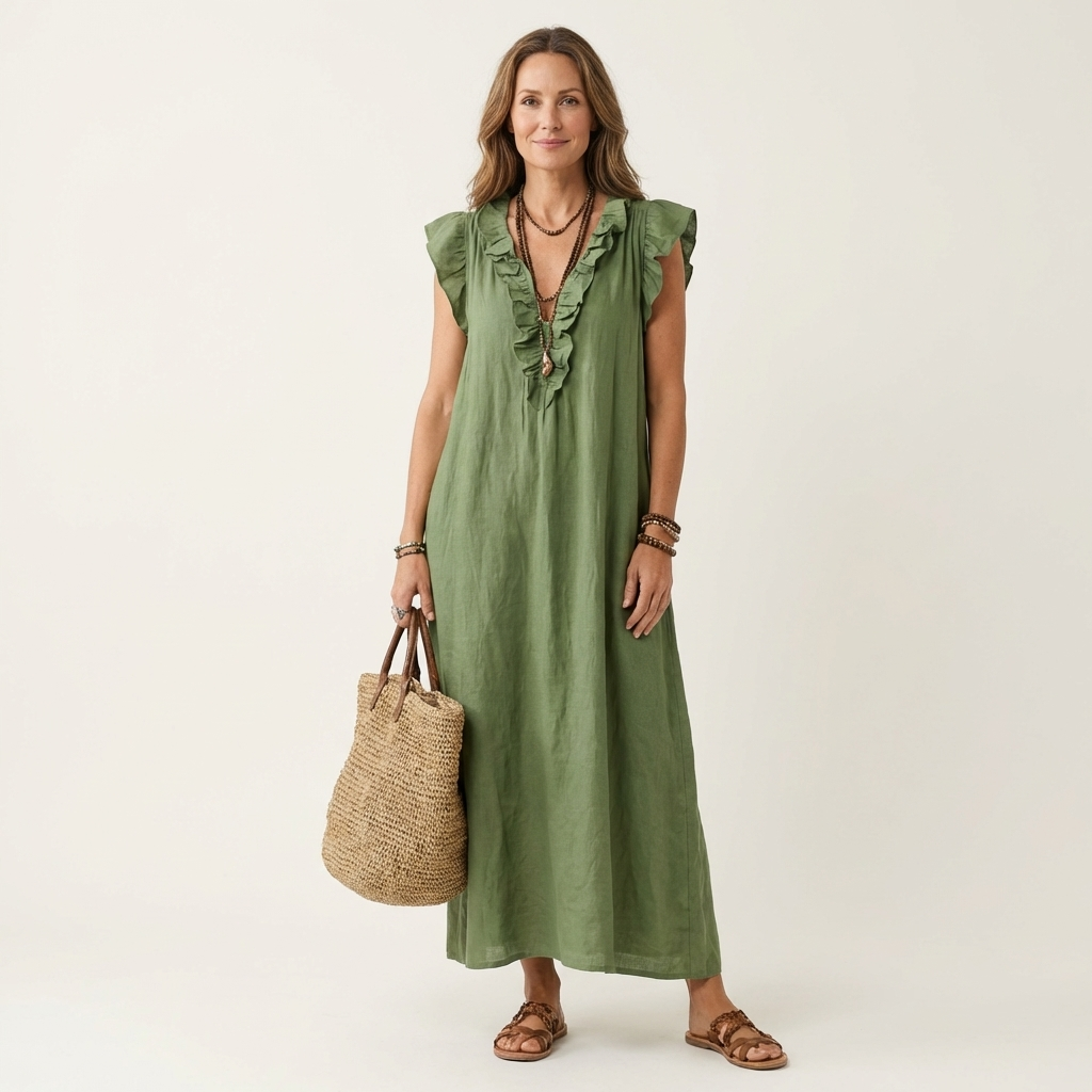 P|H - Ruffle V-Neck Maxi Dress Marilyn