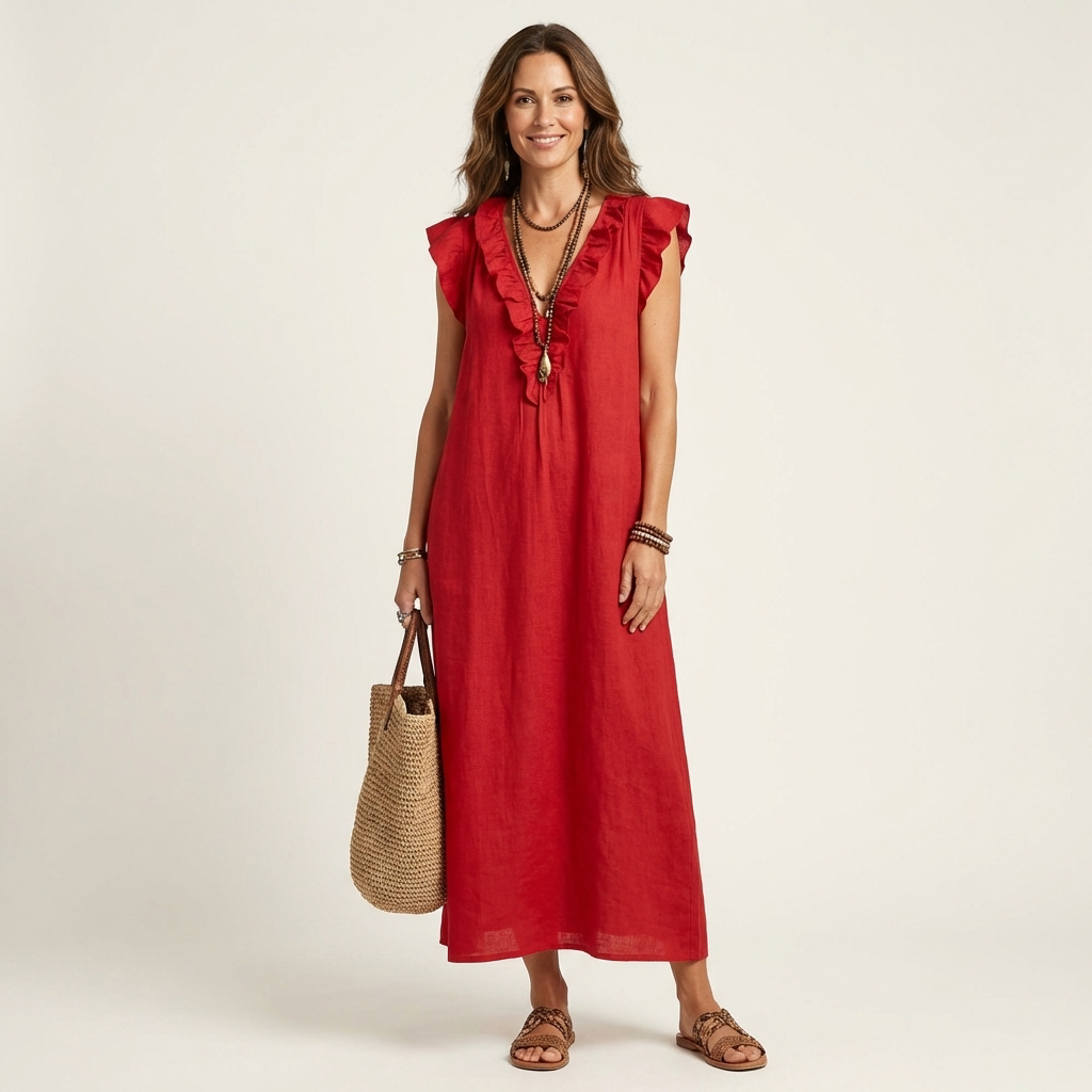P|H - Ruffle V-Neck Maxi Dress Marilyn