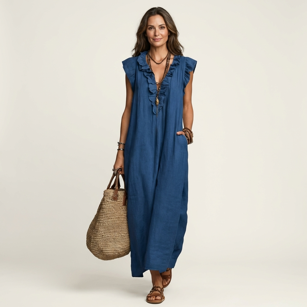 P|H - Ruffle V-Neck Maxi Dress Marilyn