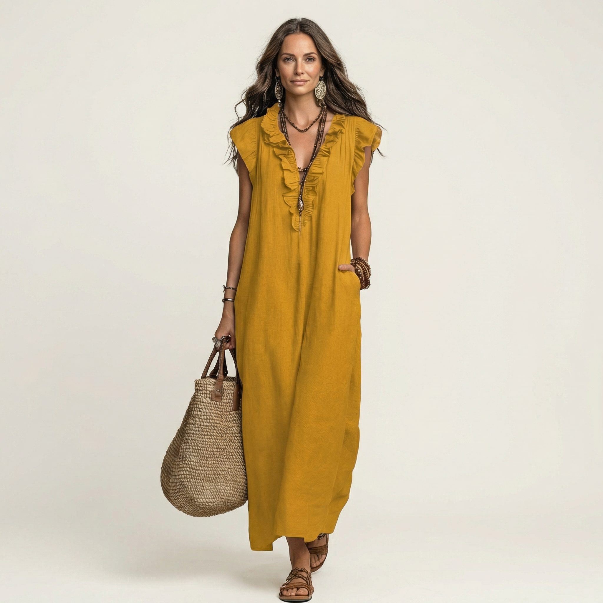 P|H - Ruffle V-Neck Maxi Dress Marilyn