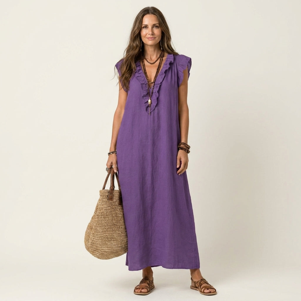 P|H - Ruffle V-Neck Maxi Dress Marilyn