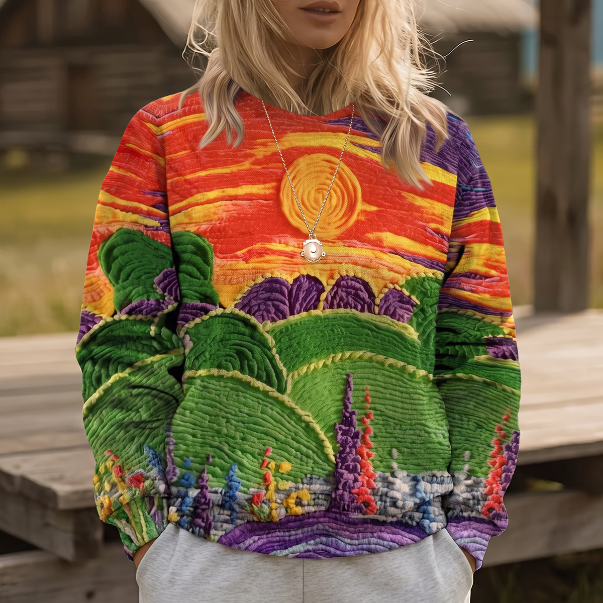 P|H - Sunset Landscape Print Sweater Margaret