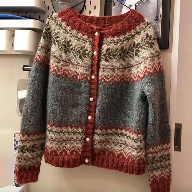 P|H - Rust Fair Isle Band Cardigan Gloria