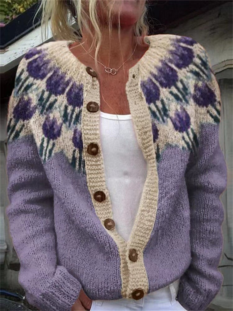 P|H - Lavender Tulip Yoke Cardigan Kathleen