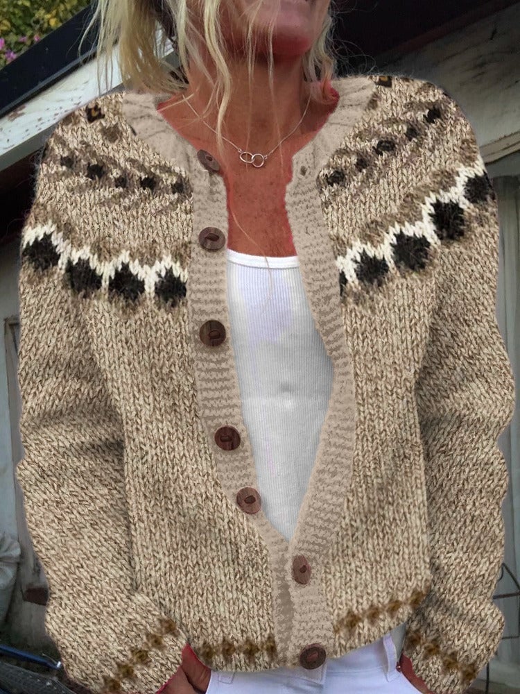 P|H - Sand Floral Band Cardigan Pamela