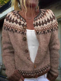P|H - Mocha Tonal Fair Isle Cardigan Arlene