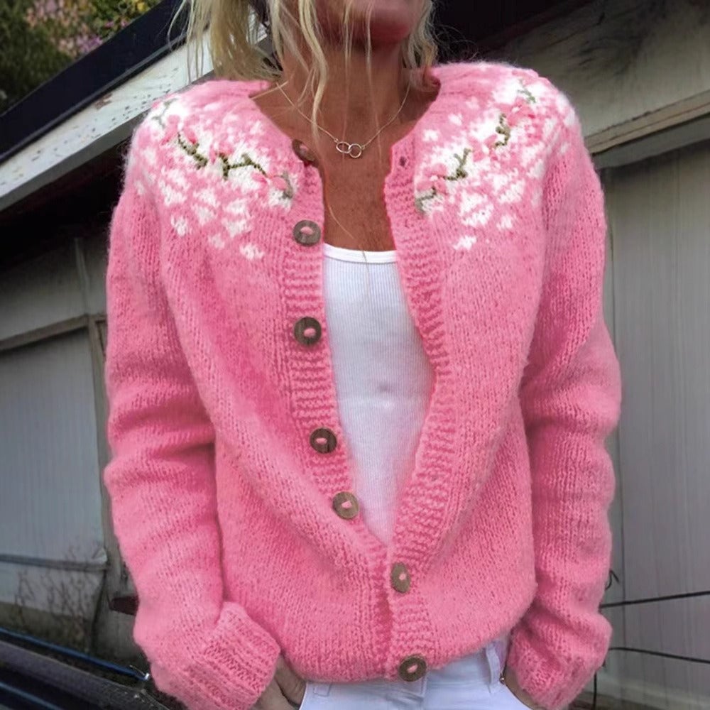 P|H - Pink Blossom Sprig Cardigan Helen