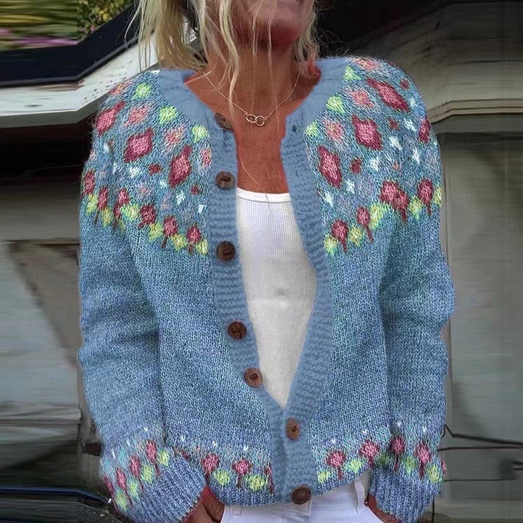 P|H - Sky Blue Rosebud Cardigan Nancy