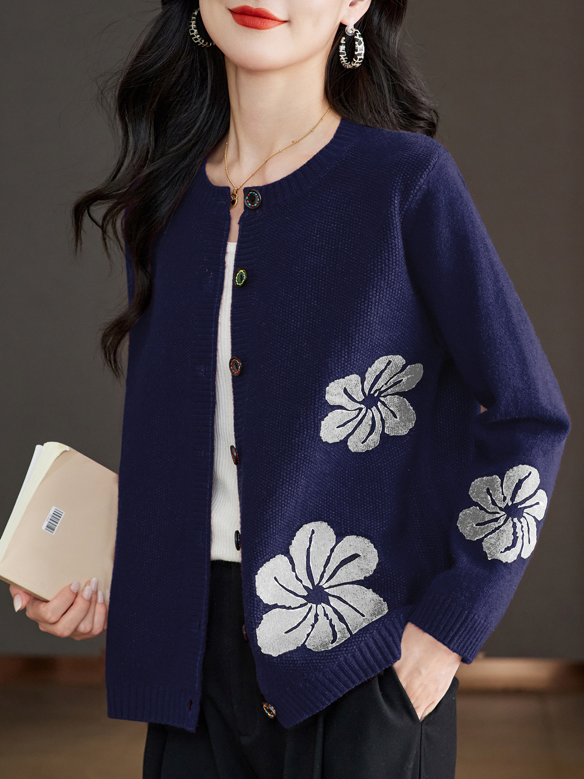 P|H - Navy Floral Knit Cardigan Gloria