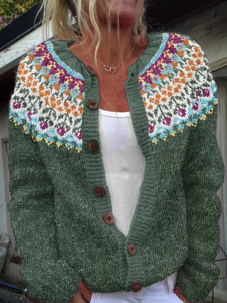 P|H - Olive Confetti Bloom Cardigan Lorraine