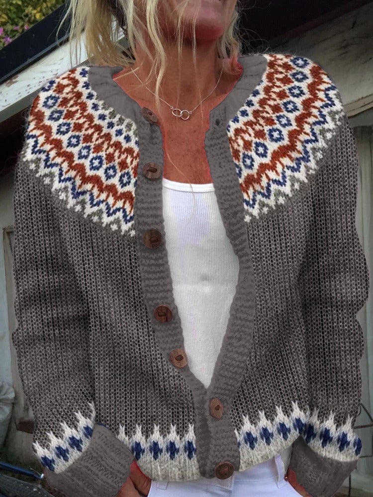 P|H - Rust Diamond Yoke Cardigan Margaret
