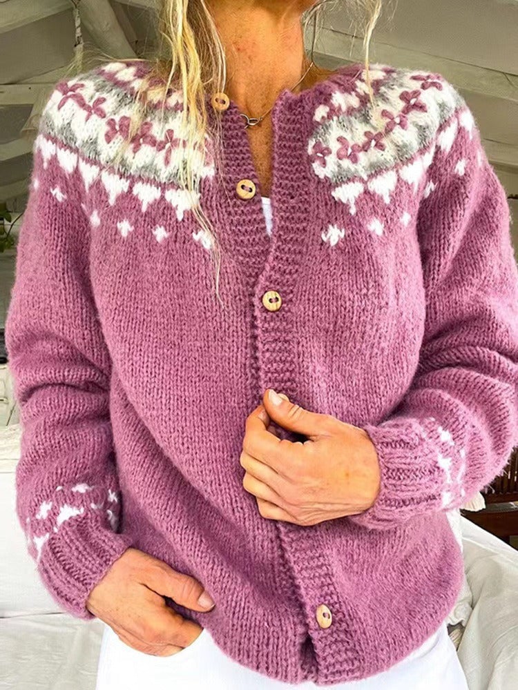 P|H - Mauve Snowflake Knit Cardigan Sandra