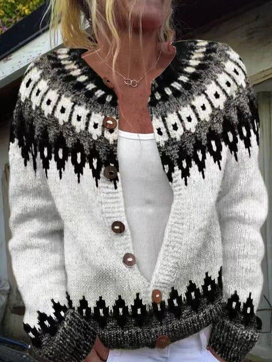 P|H - Black Ivory Fair Isle Cardigan Charlene