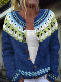 P|H - Blue Sheep Motif Yoke Cardigan Ruth