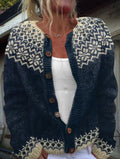 P|H - Navy Fair Isle Yoke Cardigan Janet