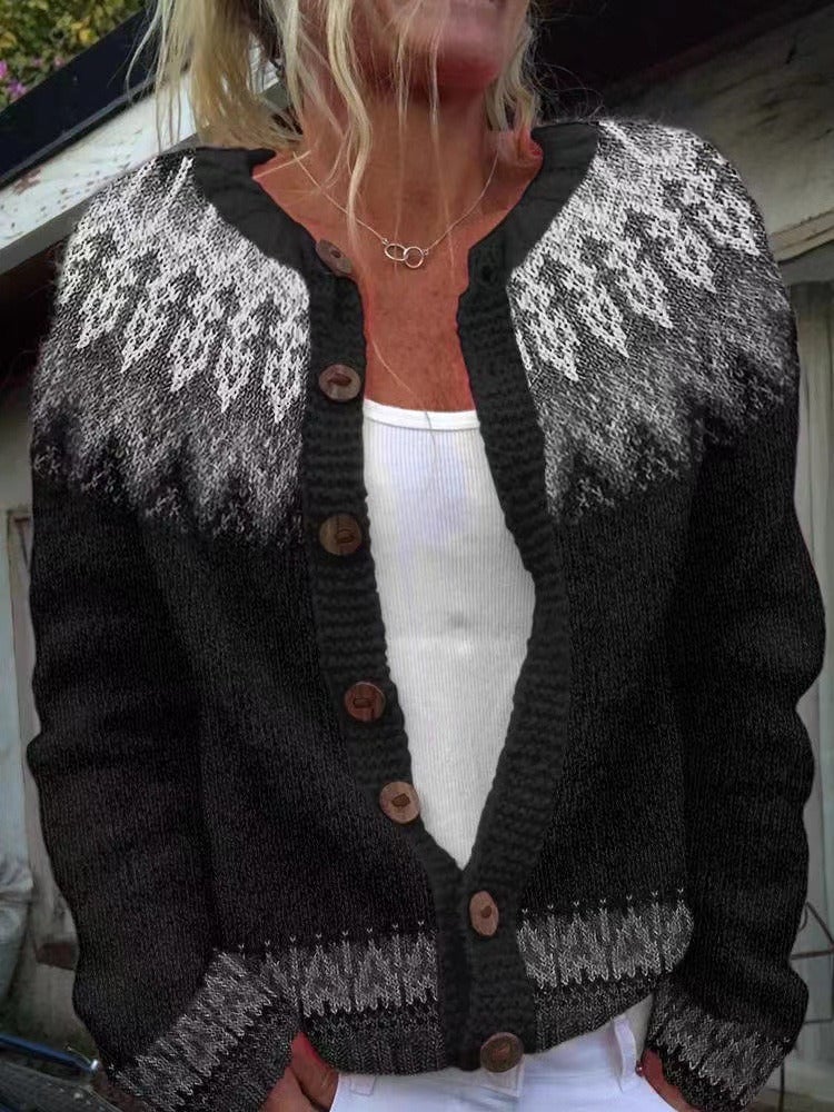 P|H - Charcoal Snowflake Yoke Cardigan Evelyn