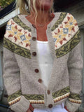 P|H - Olive Gold Floral Yoke Cardigan Barbara