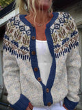P|H - Cream Navy Fair Isle Cardigan Joyce