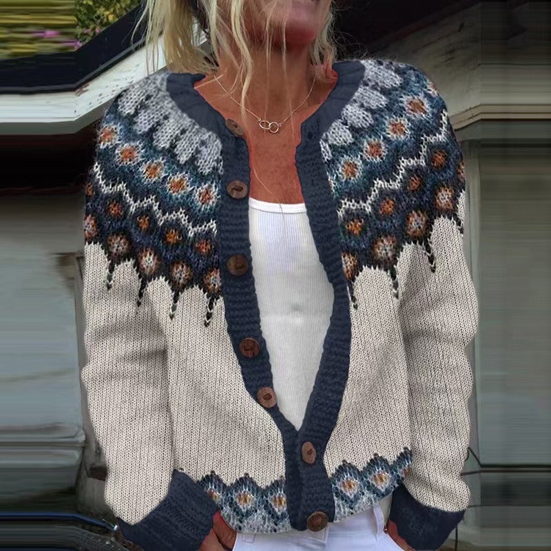 P|H - Navy Zigzag Yoke Cardigan Judith