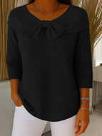 P|H - Bow Neck Ribbed Knit Sweater Donna