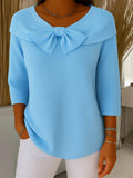 P|H - Bow Neck Ribbed Knit Sweater Donna