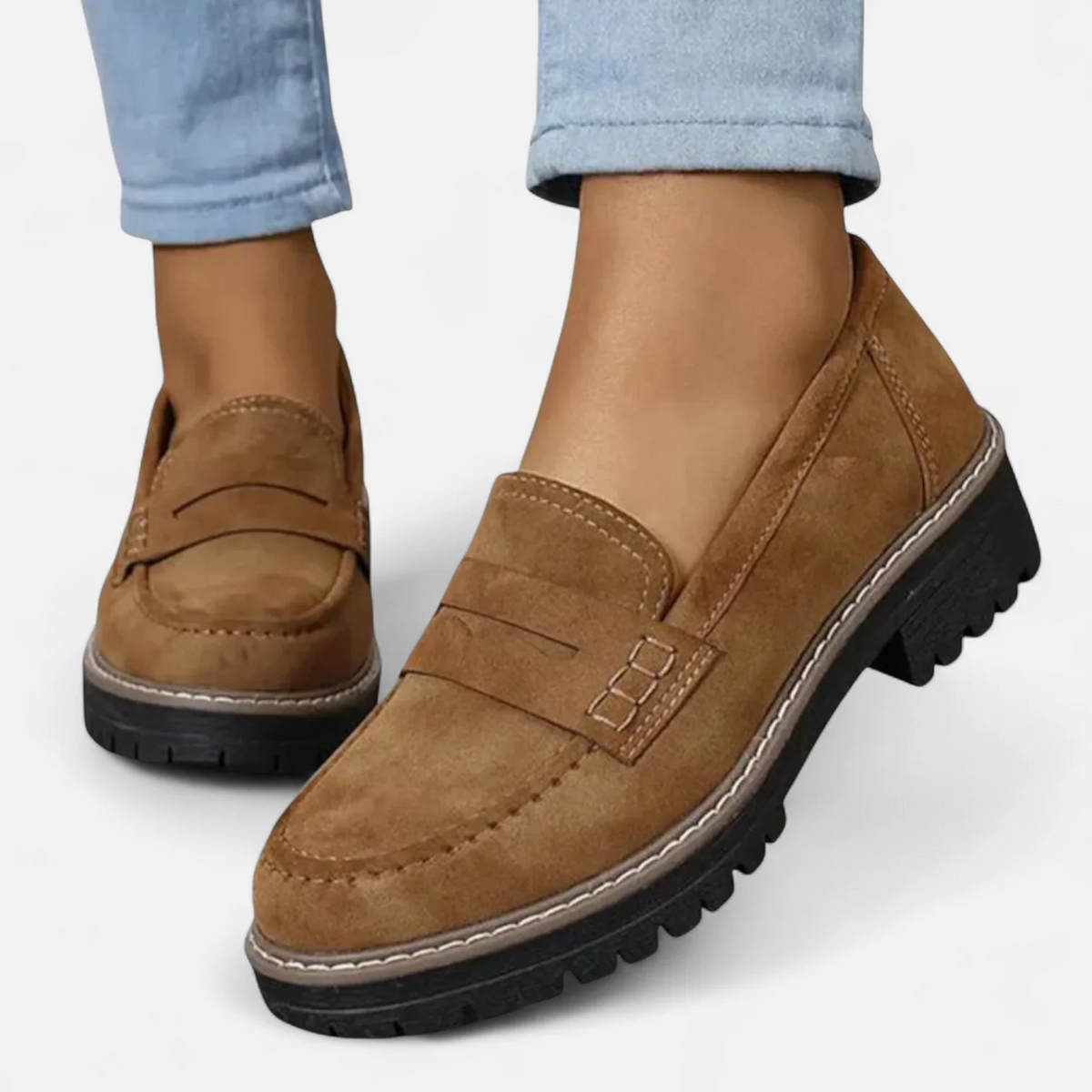 P|H - Cushioned Suede Platform Loafers Barbara