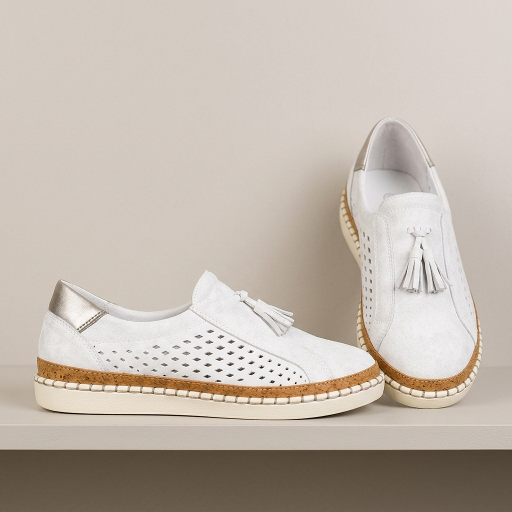 Perforated suede, so air moves through all day