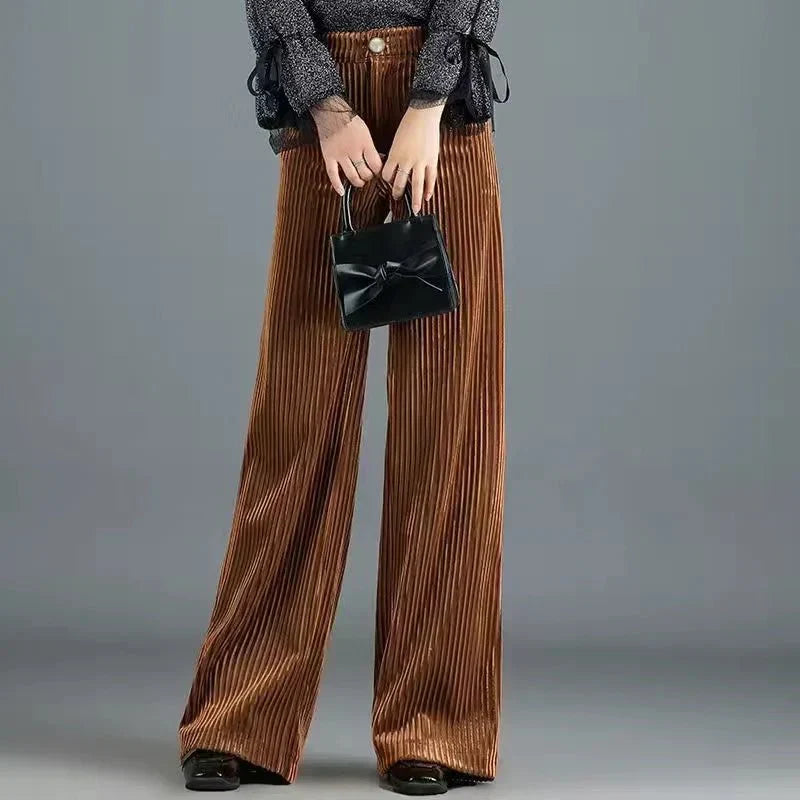 P|H - High-Rise Knit Velvet Trousers Violet