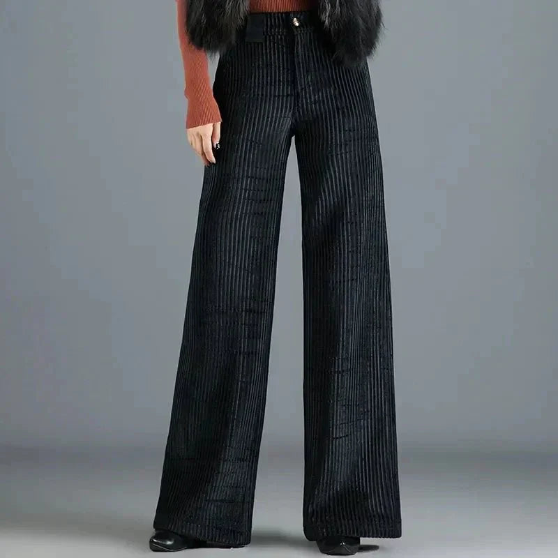 P|H - High-Rise Knit Velvet Trousers Violet