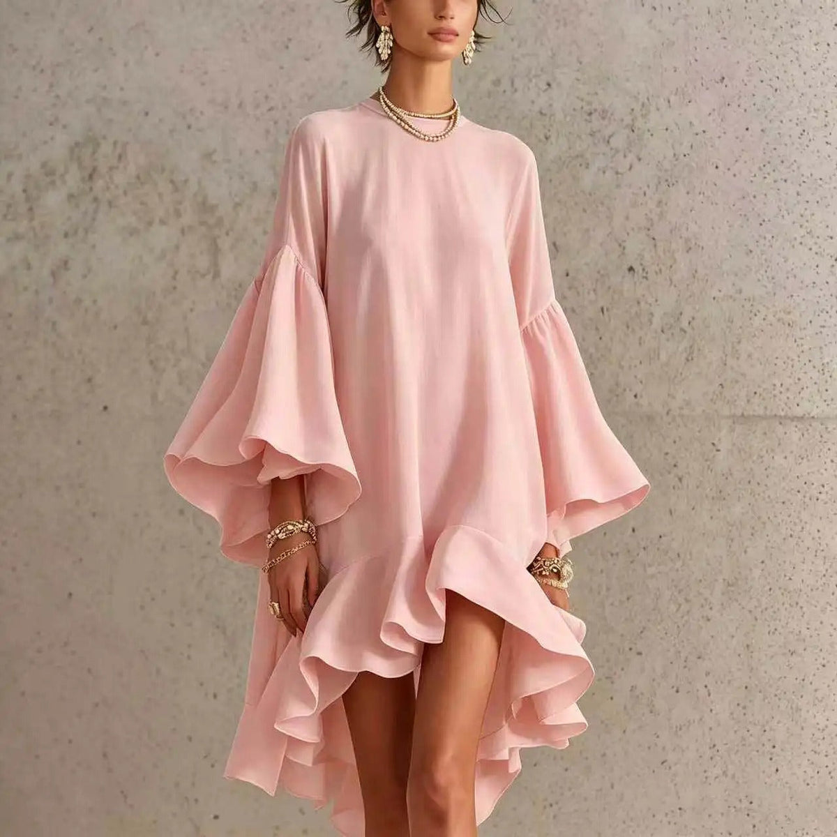 P|H - Flutter Sleeve Asymmetric Midi Dress Eleanor
