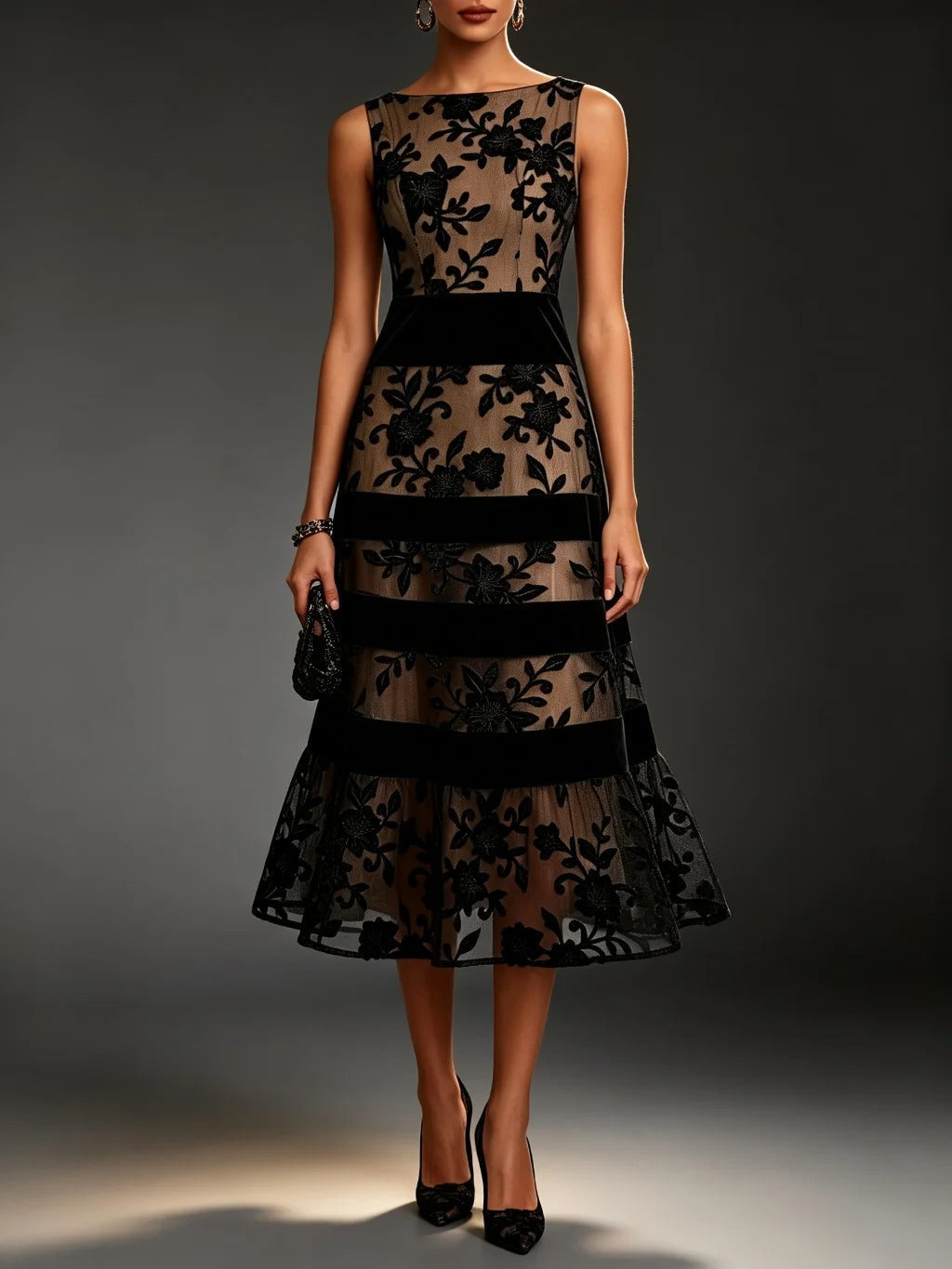 P|H - Tiered Lace Evening Dress Sandra