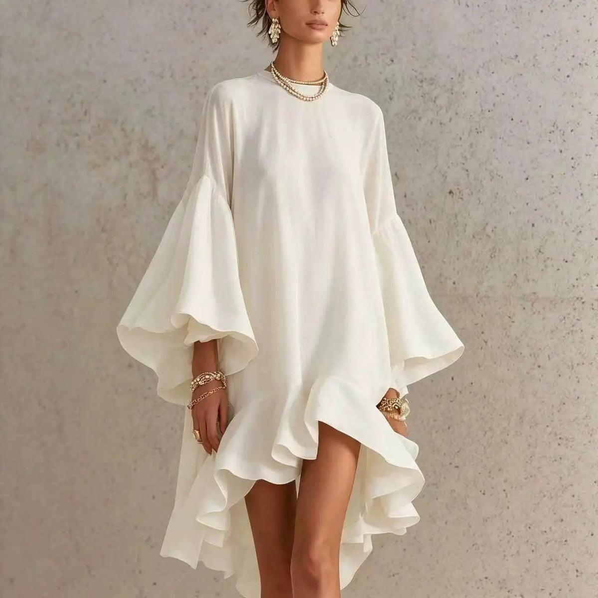 P|H - Flutter Sleeve Asymmetric Midi Dress Eleanor
