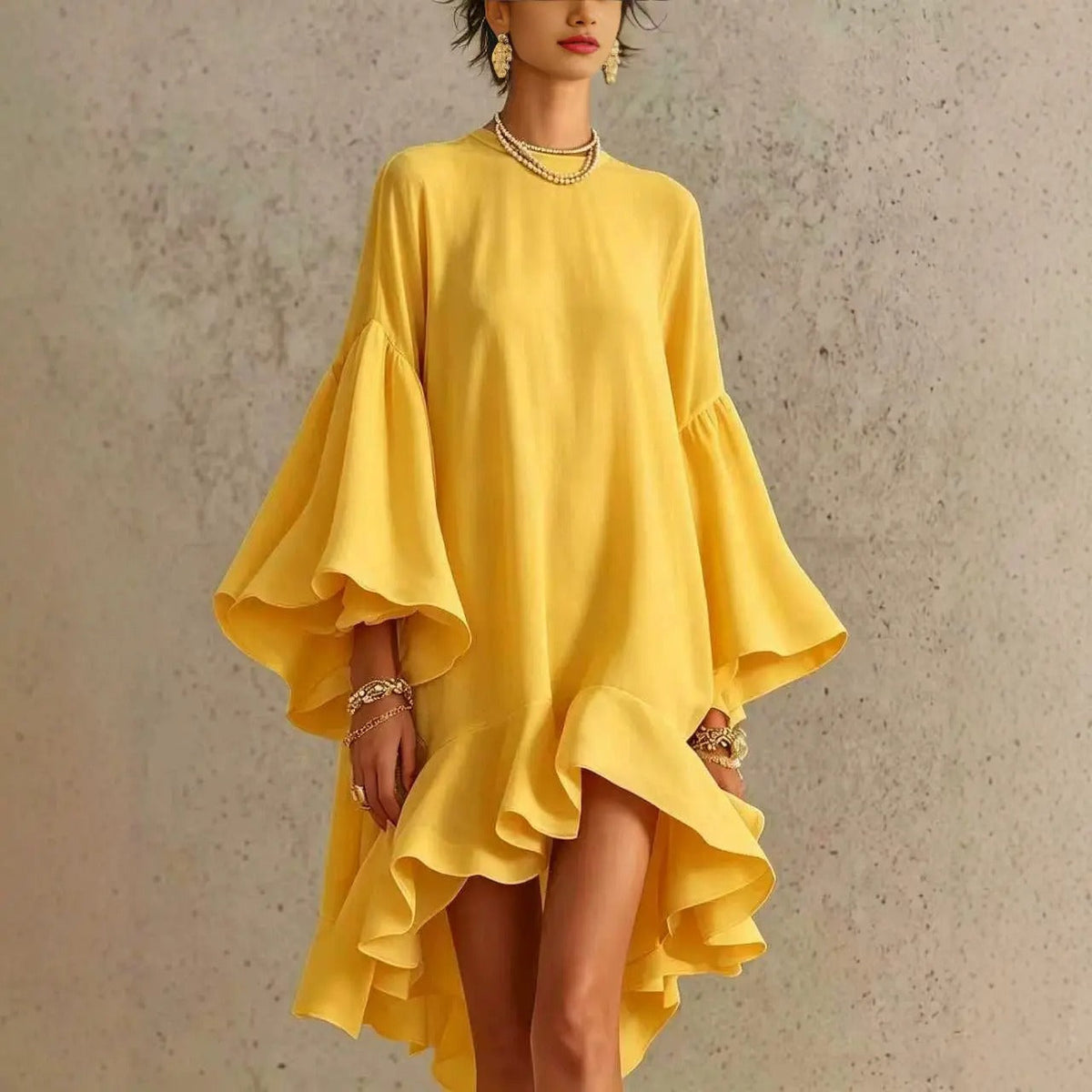 P|H - Flutter Sleeve Asymmetric Midi Dress Eleanor