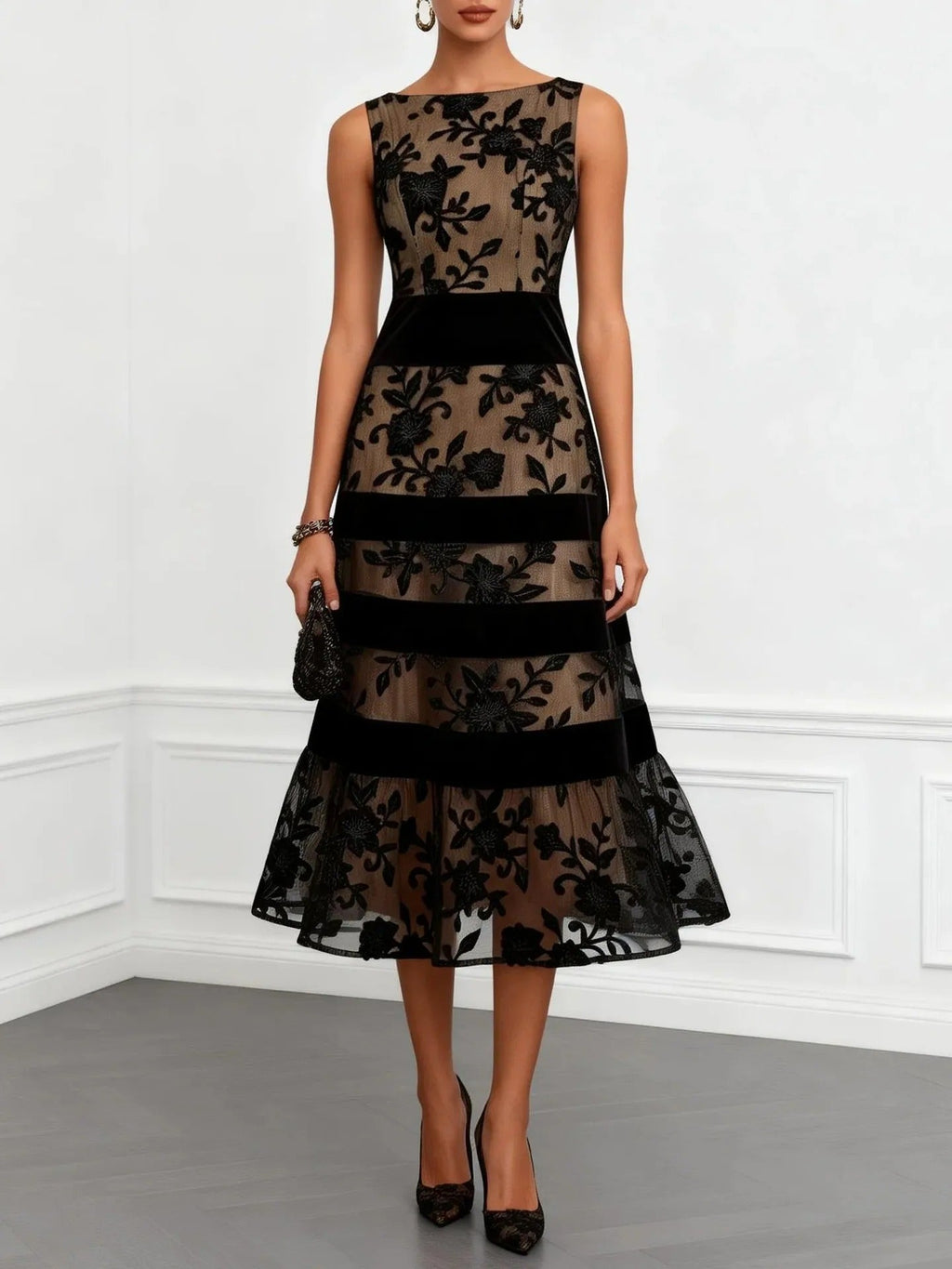 P|H - Tiered Lace Evening Dress Sandra