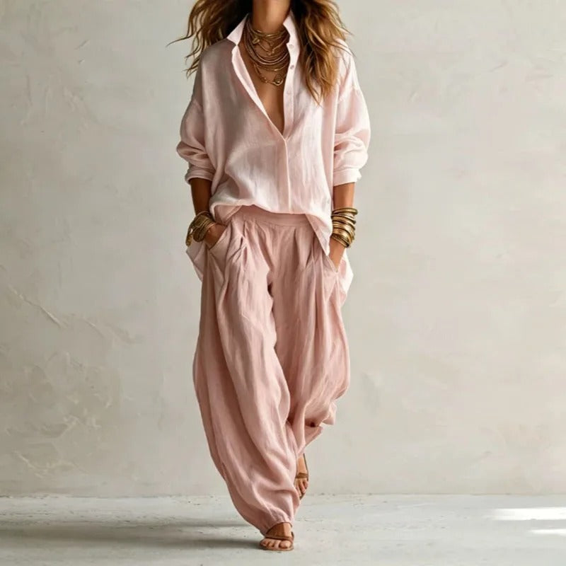 P|H - Relaxed Shirt And Trouser Set Rose