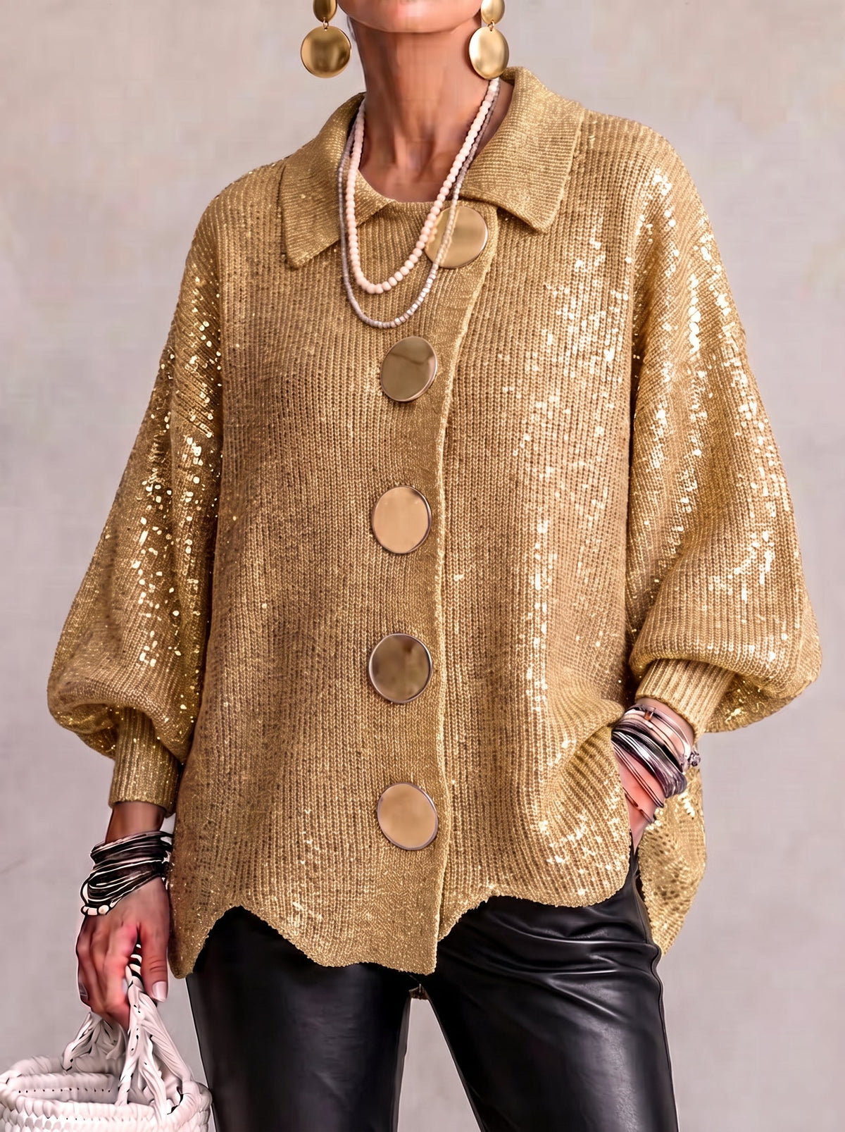 P|H - Oversized Collared Knit Cardigan Donna
