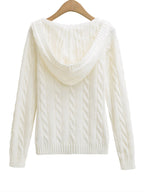 P|H - Hooded Cable-Knit V-Neck Sweater Theresa