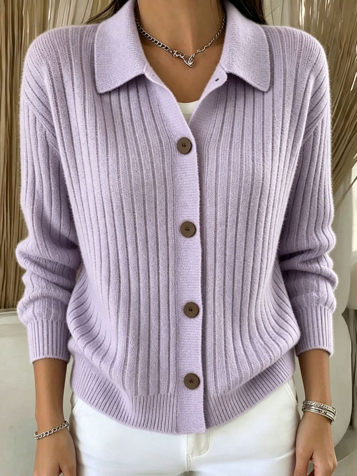 P|H - Ribbed Button-Down Knit Cardigan Carol