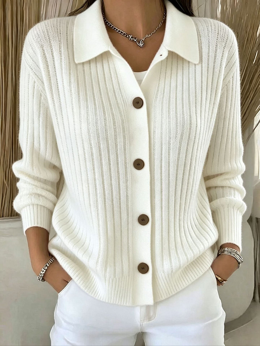 P|H - Ribbed Button-Down Knit Cardigan Carol