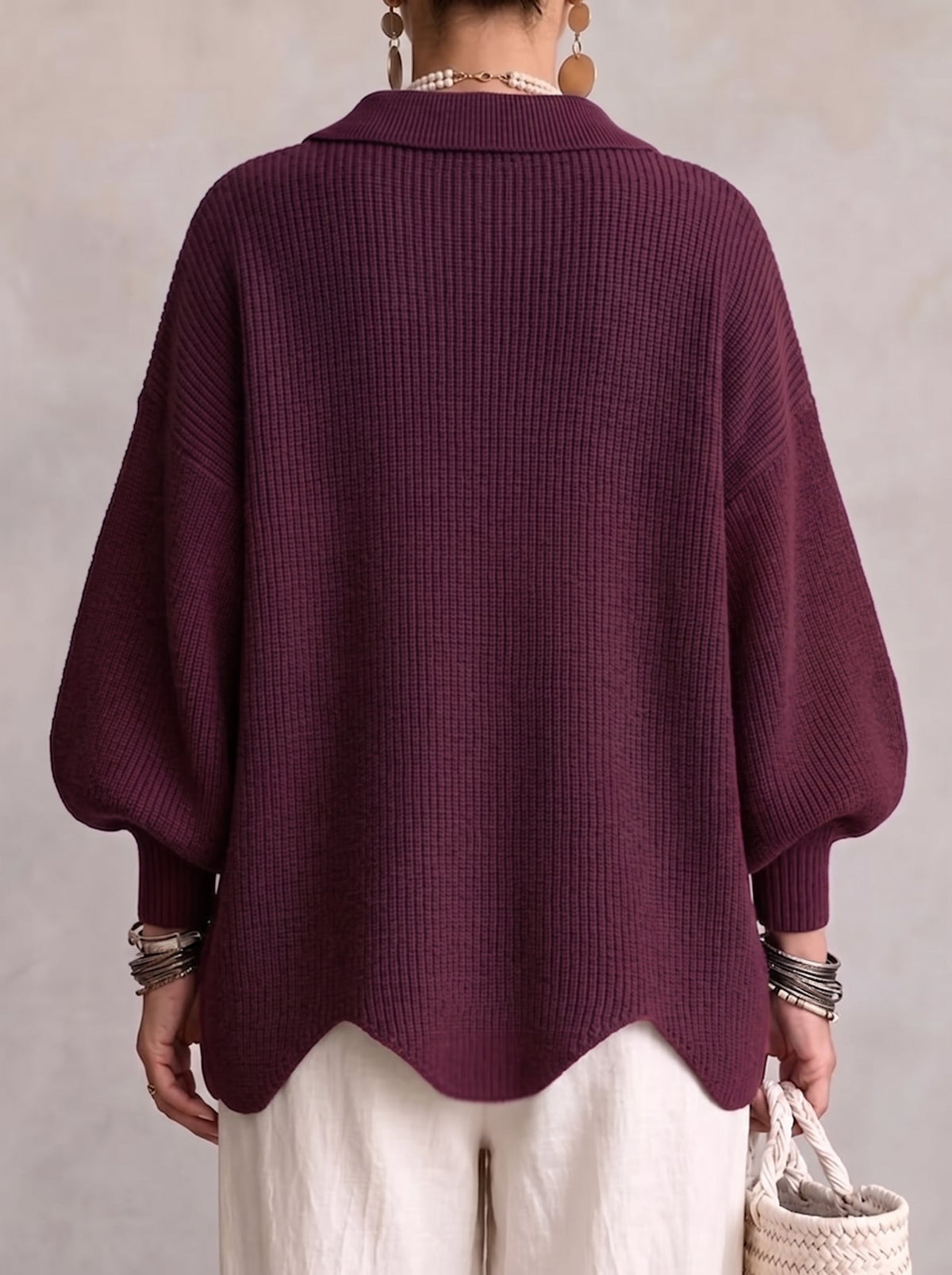 P|H - Oversized Collared Knit Cardigan Donna