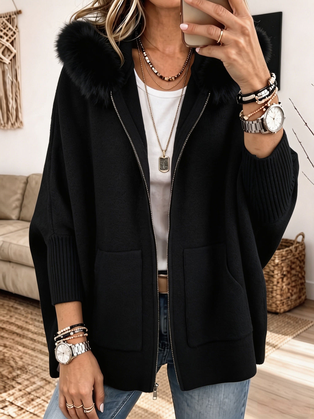 P|H - Cozy Hooded Knit Cardigan Sandra
