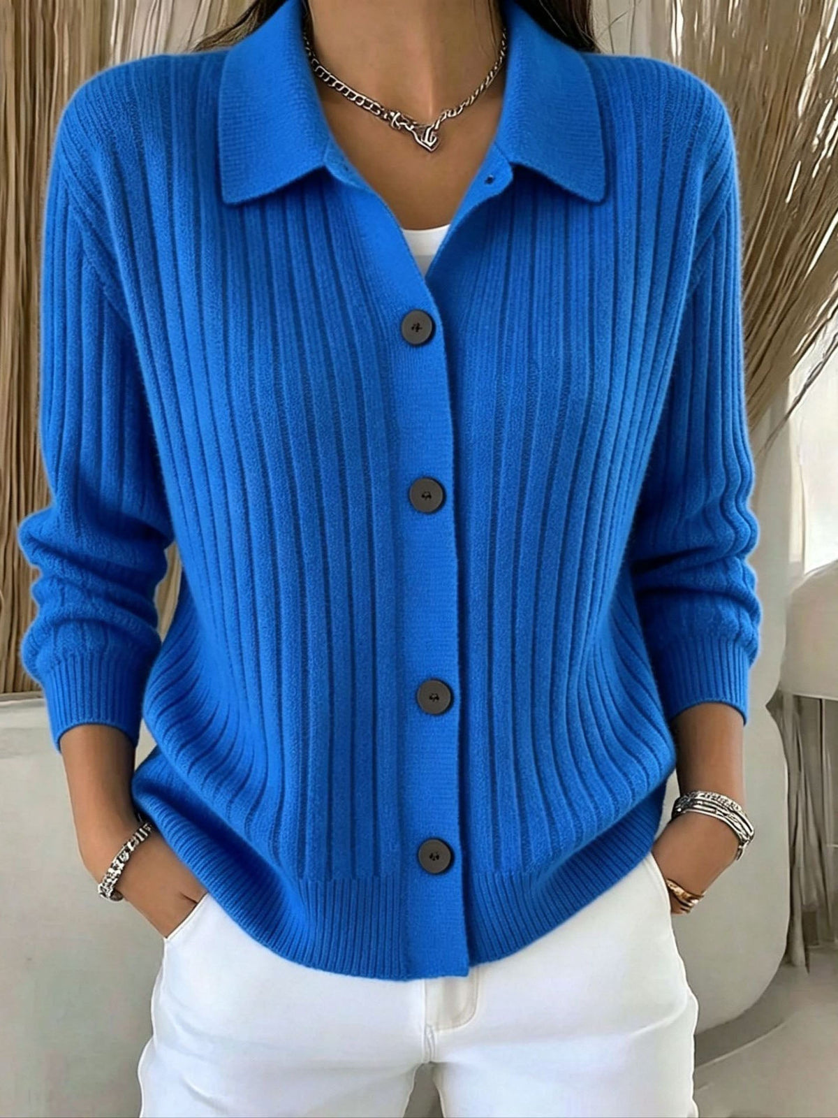P|H - Ribbed Button-Down Knit Cardigan Carol
