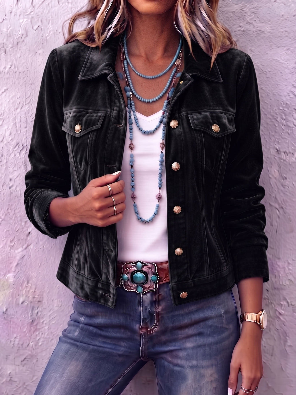 P|H - Velvet Western Trucker Jacket Margaret