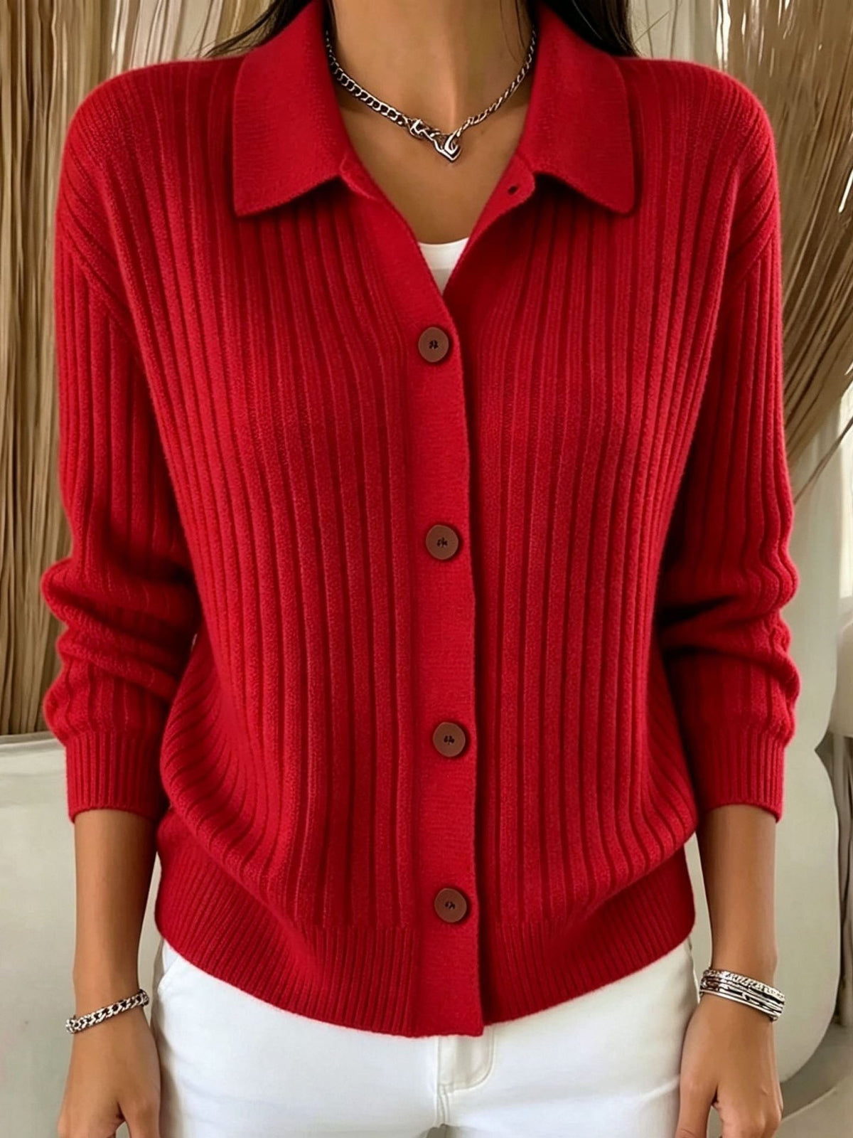 P|H - Ribbed Button-Down Knit Cardigan Carol