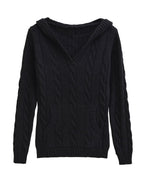 P|H - Hooded Cable-Knit V-Neck Sweater Theresa