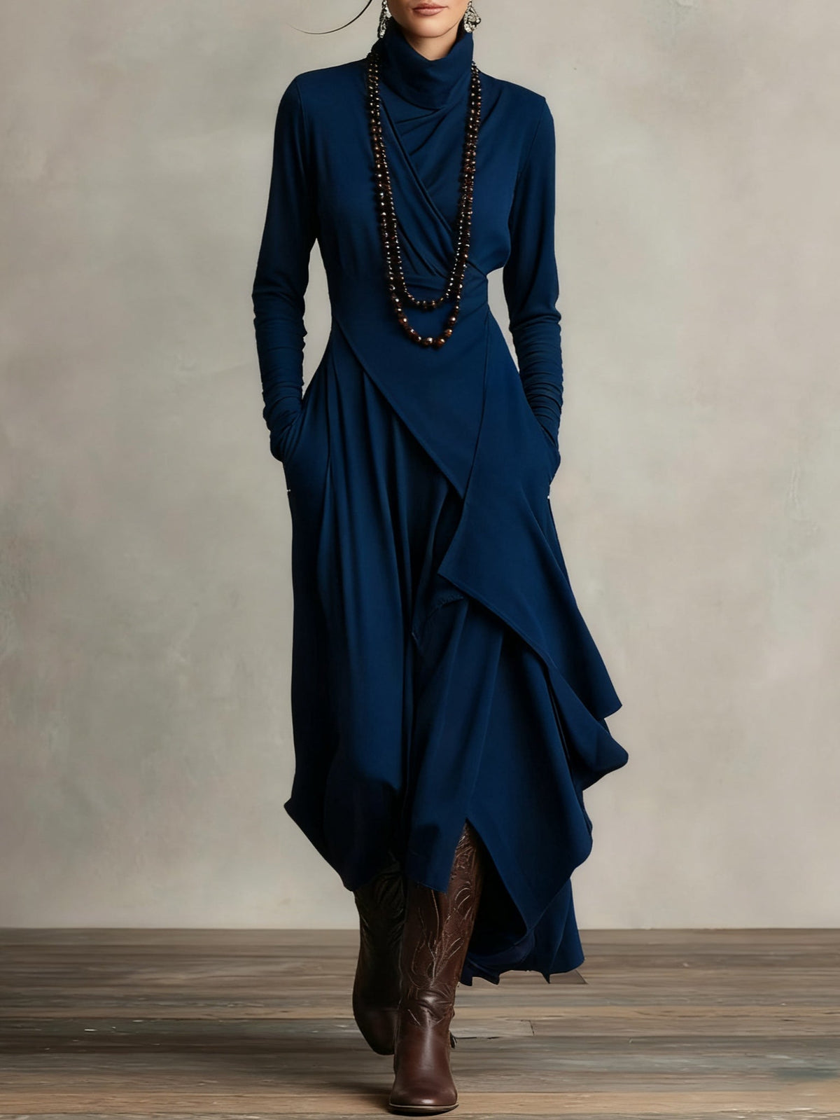 P|H - Asymmetric Turtleneck Maxi Dress for Women Joyce