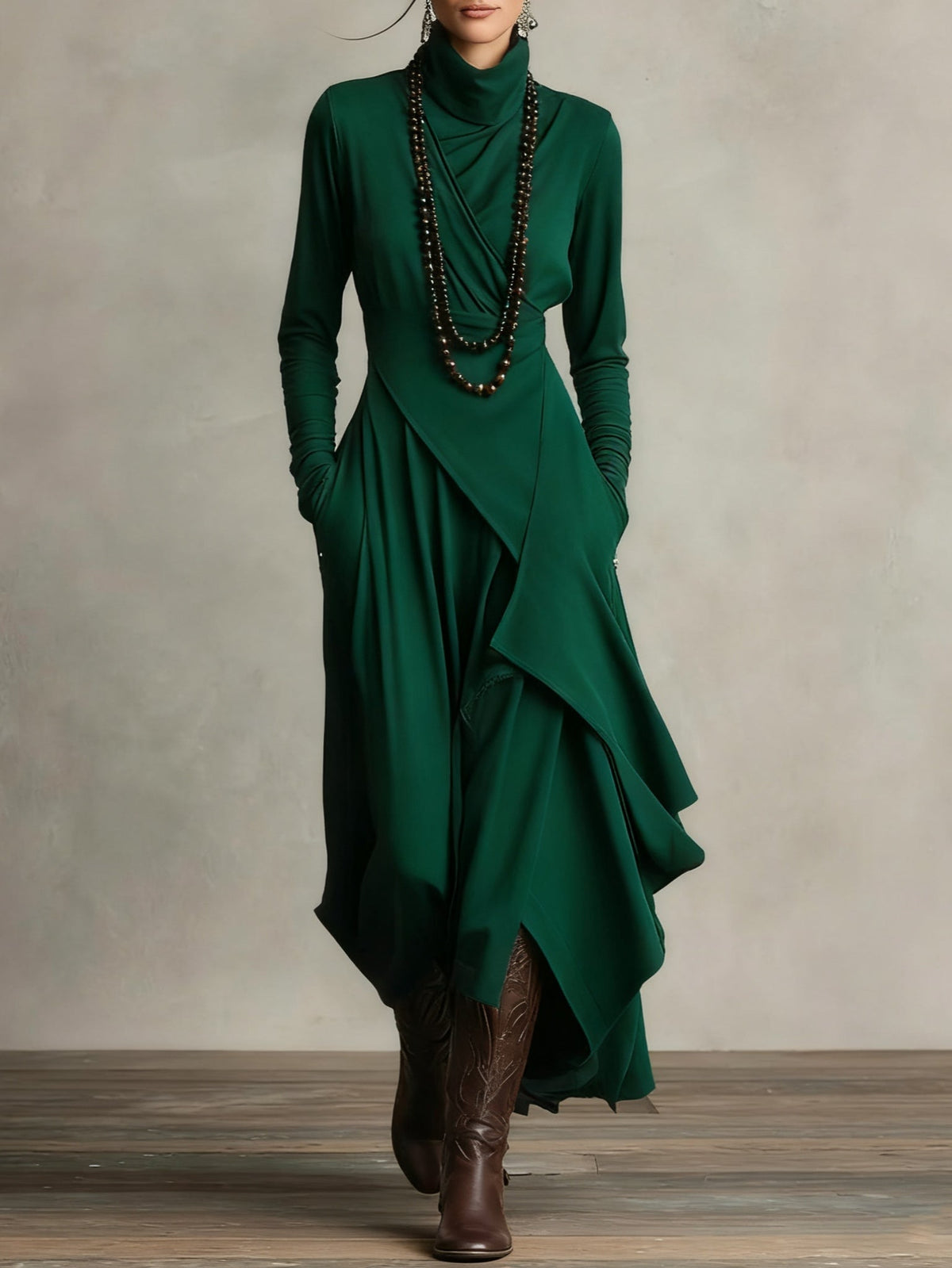 P|H - Asymmetric Turtleneck Maxi Dress for Women Joyce
