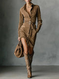P|H - Belted Collared Shirt Dress for Women Donna