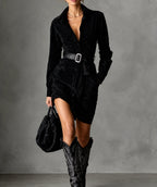 P|H - Belted Collared Shirt Dress for Women Donna